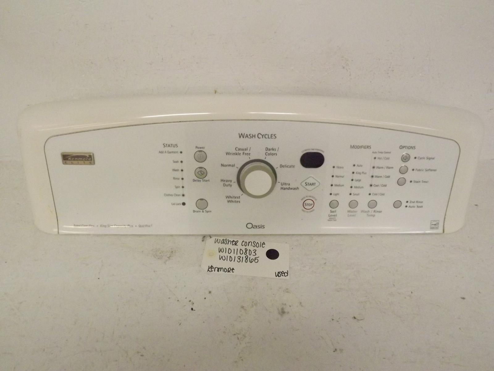 Kenmore Washer W10110803 W10131865 Console Used Kenmore Washer W10110803 W10131865 Console Used